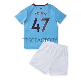 Koszulka Manchester City Foden 47 Dziecięcy Domowe Koszulki Piłkarskie 2022-2023 Krótki Rękaw